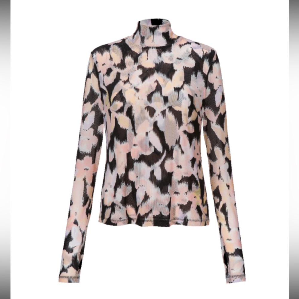 Cabi NWOT Mesh Turtleneck, Size medium, Pink/Black